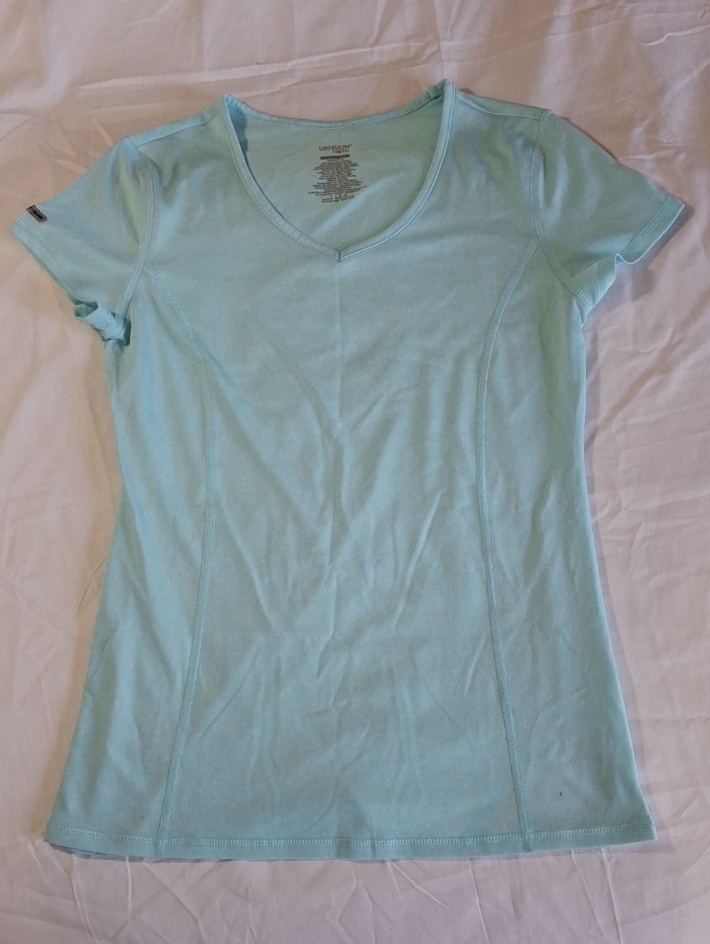 Danskin Now Light Aqua V-Neck Short Sleeve Tee